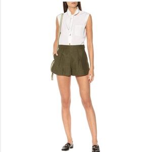 Chloe High Waist Khaki linen and cotton Shorts NWT